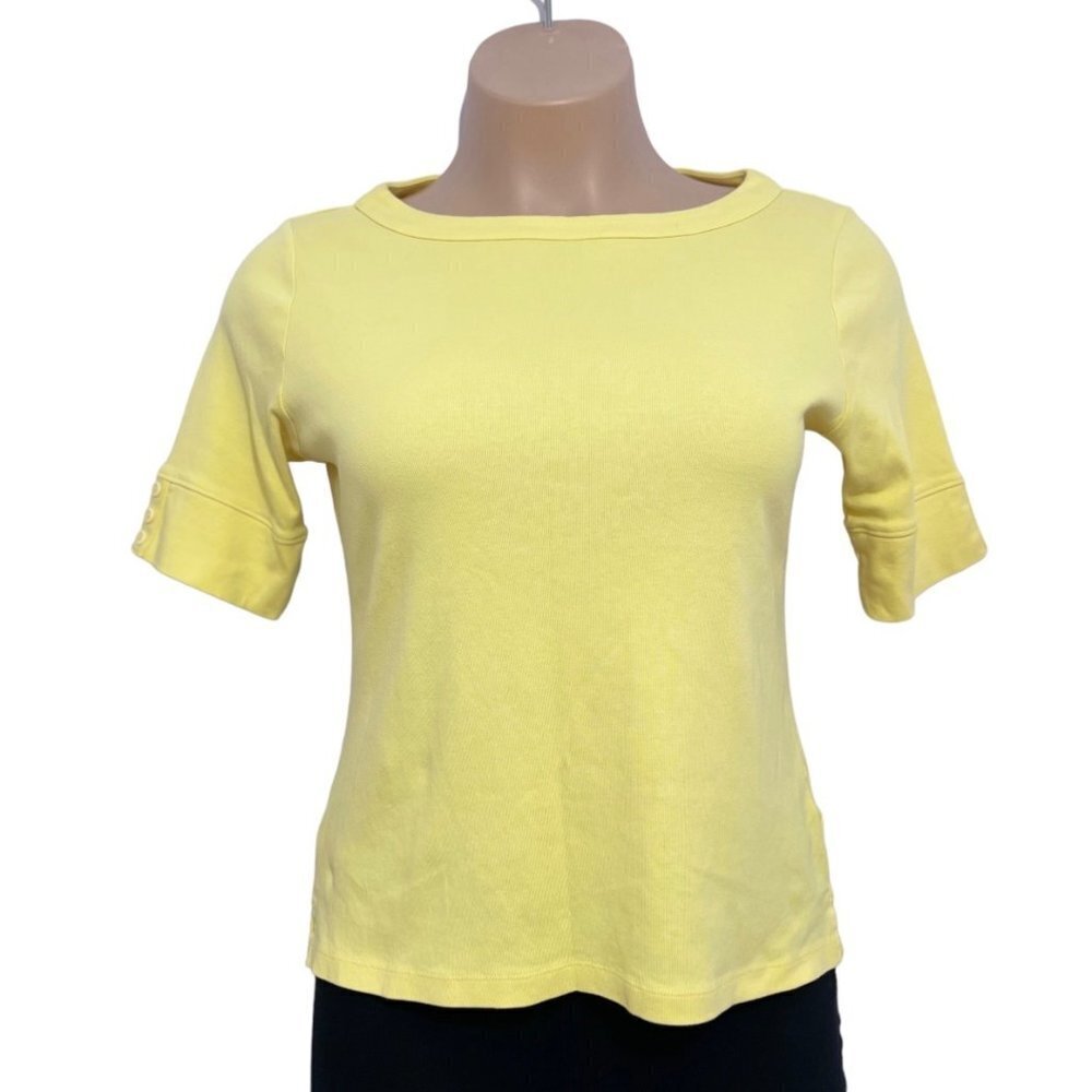 CHRISTOPHER & BANKS Women's Knit Pullover Top Large 100% Cotton Scoop Neck EUC